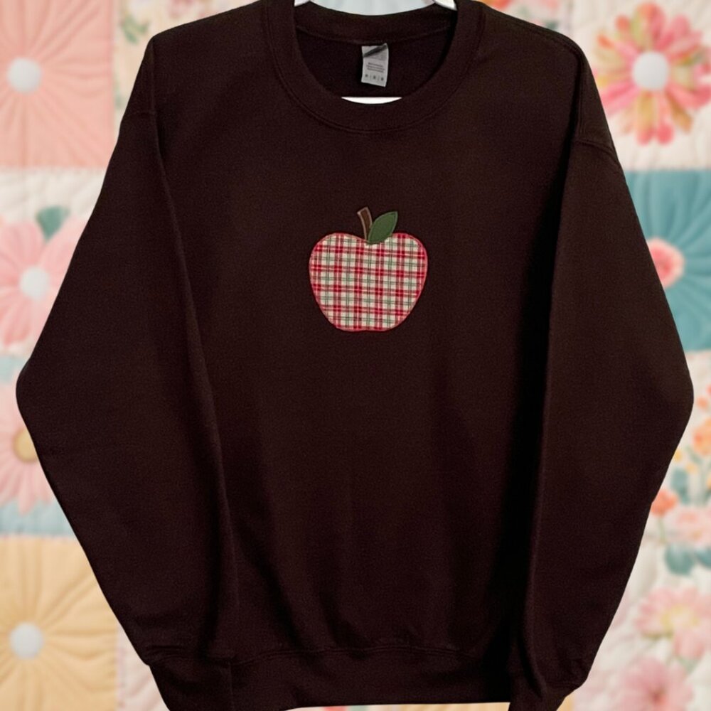 Plaid Apple Patchwork Sweatshirt - image 1